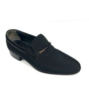 Bally Suisse Club Black Loafers Fabric Tuxedo Shoes
